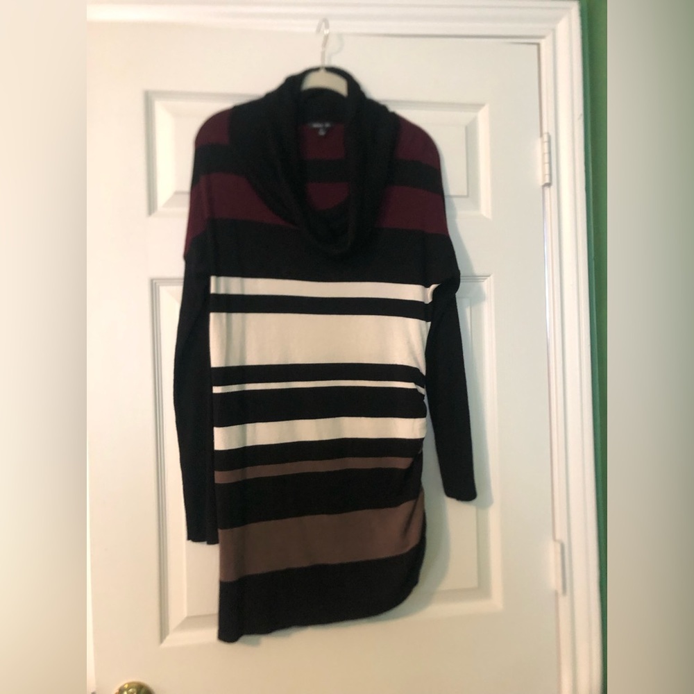 Cowl neck dress striped dress, size medium